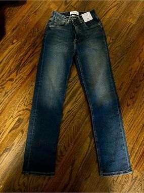 Fabletics Classic Women's Dark Blue High Rise Straight-Leg Jeans